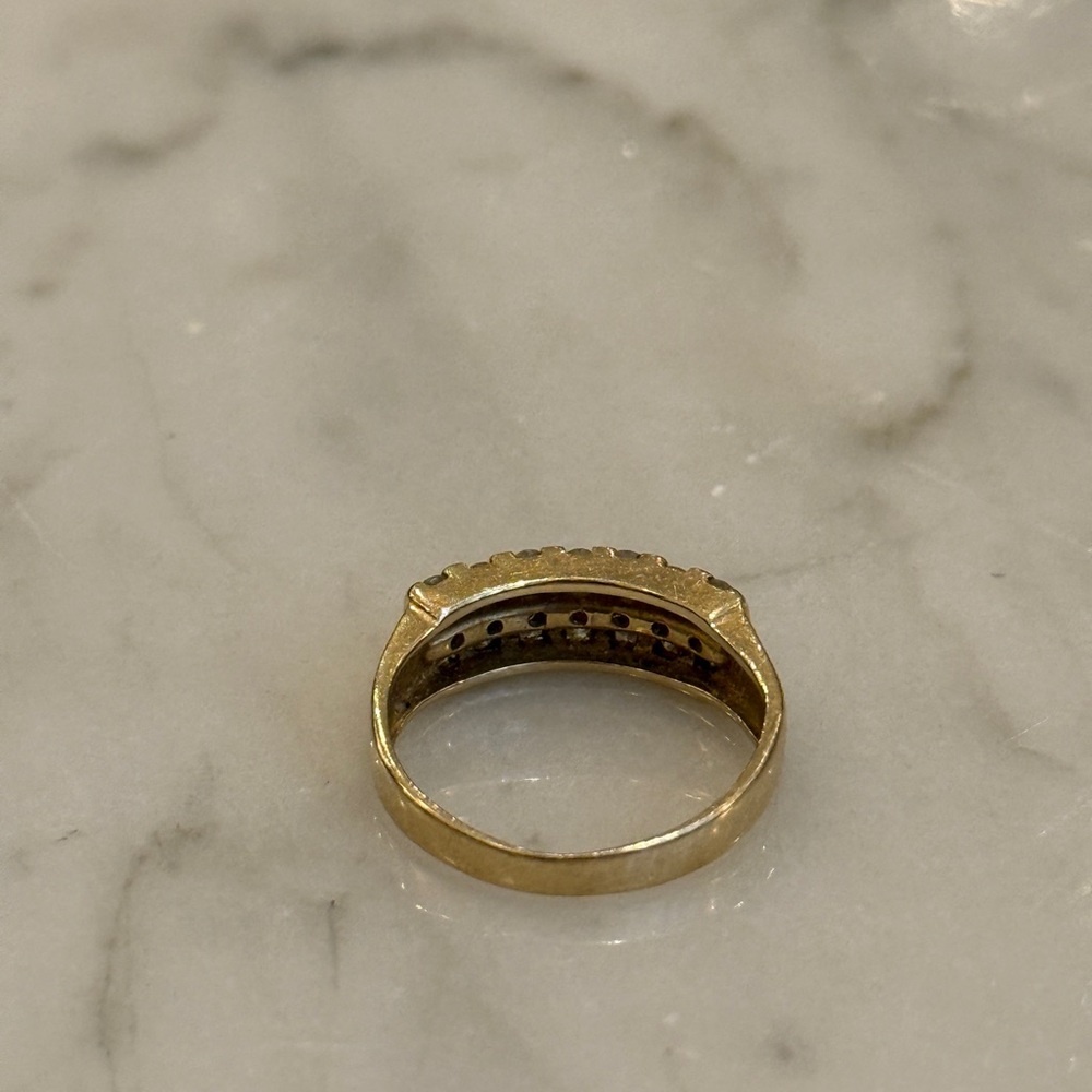 10k GOLD & DIAMOND Two-Row Cluster Band Ring, Circa 1980s–90s - Picture 4 of 6